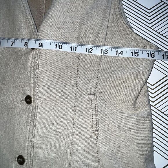 VTG MIDI Denim? Tank Dress Size 10 Tan Beige Button Down Cotton Made In USA 90s* - Picture 11 of 13
